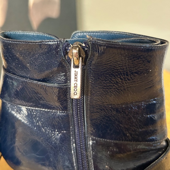 Jimmy Choo Dark Blue Leather Ankle Boots Size 9 - Picture 6 of 7